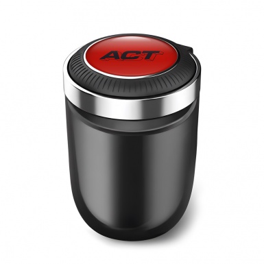 ACT Trash Can Ashtray Red Black Logo Style 