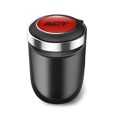 ACT Trash Can Ashtray Red Black Logo Style 