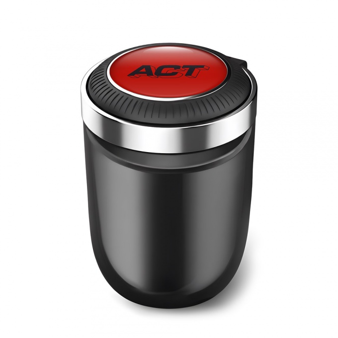 ACT Trash Can Ashtray Red Black Logo Style 