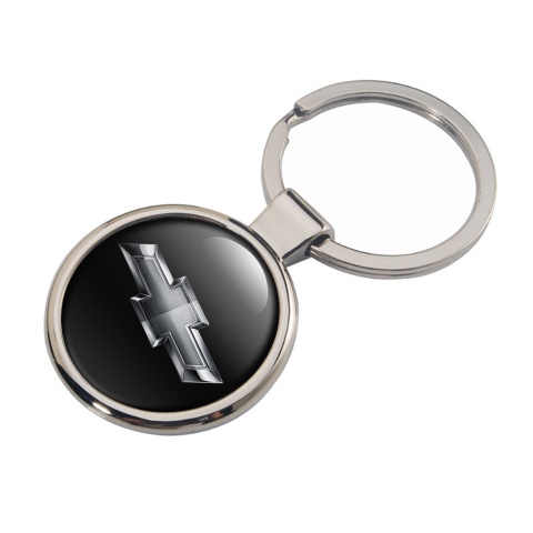Chevrolet Metal Key Ring Black Dark Silver Tint Logo Design