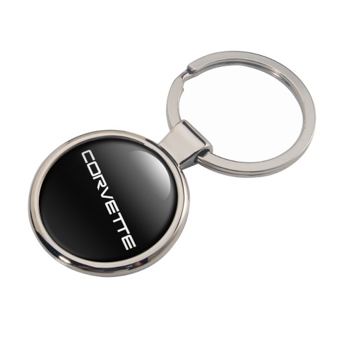 Chevrolet Corvette Metal Key Ring Black Classic White Logo Edition