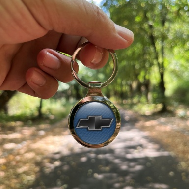 Chevrolet Schlusselanhanger aus Stahl Blau Kohlenstoff Stil