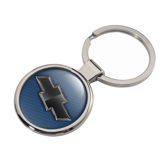 Chevrolet Schlusselanhanger aus Stahl Blau Kohlenstoff Stil