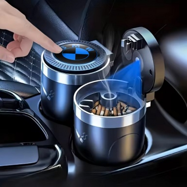 BMW Trash Can Ashtray Black Blue Logo Design 