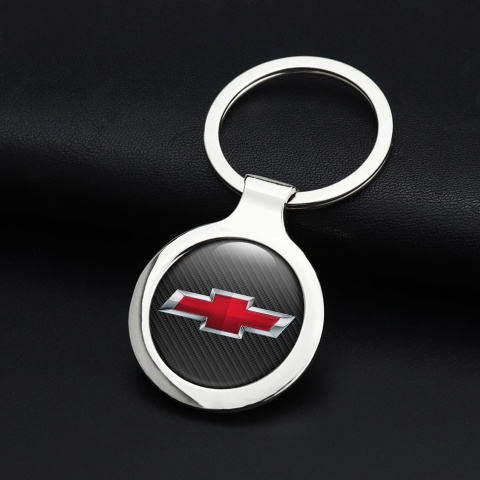 Chevrolet Key Holder Metal Dark Carbon Chrome Outline Red Logo Edition