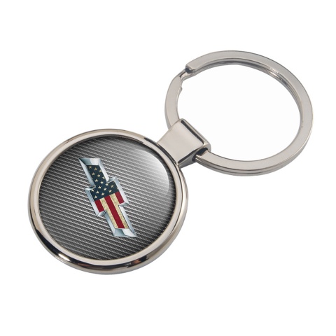 Chevrolet Metal Key Ring Light Carbon Chrome Outline USA Flag Edition