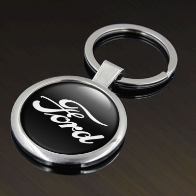 Ford Metal Key Ring Black White Classic Logo Style