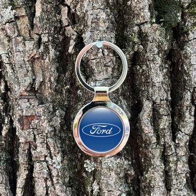 Ford Keychain Metal Blue White Classic Oval Logo Edition