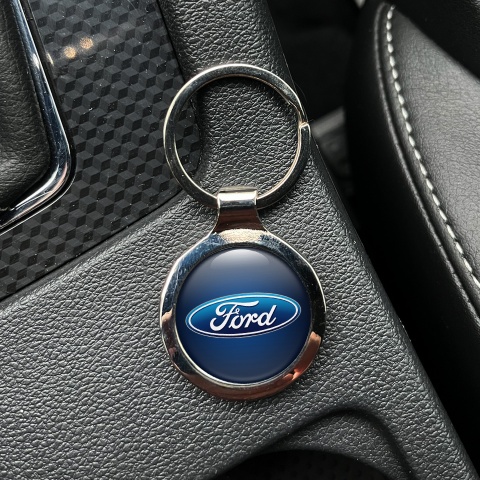 Ford Key Holder Metal Dark Navy Gradient Oval Blue Logo Design