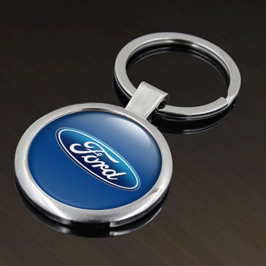 Ford Metal Fob Chain Light Navy Gradient Oval Blue Logo Design
