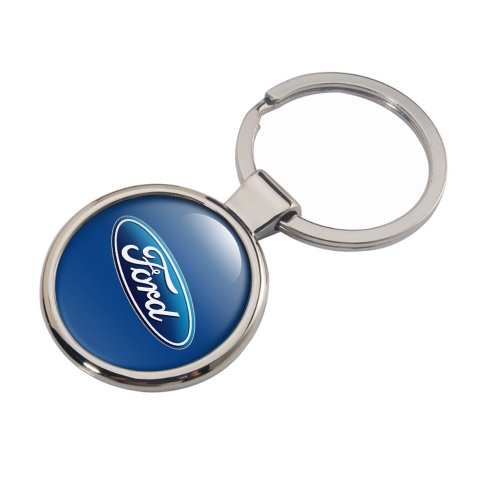 Ford Metal Fob Chain Light Navy Gradient Oval Blue Logo Design