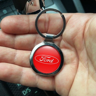 Ford Key Fob Metal Red White Classic Oval Logo Edition 