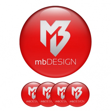 MB design Sticker Wheel Center Hub Cap Red Background