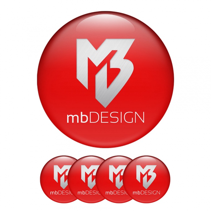 MB design Sticker Wheel Center Hub Cap Red Background