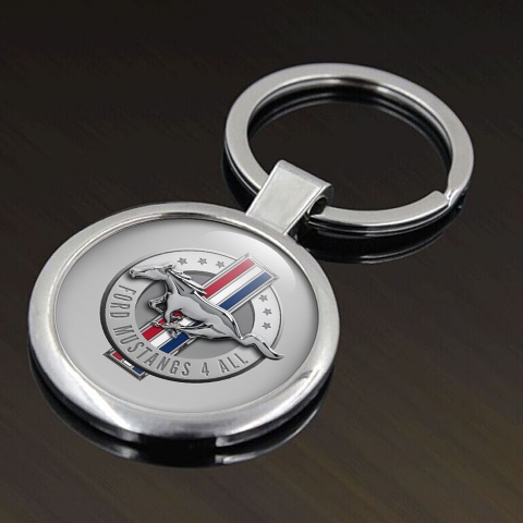 Ford Mustang Key Holder Metal Grey Circle Chrome Logo Edition