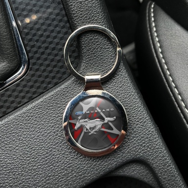 Ford Mustang Metal Fob Chain Dark Graphite Red Camo Design