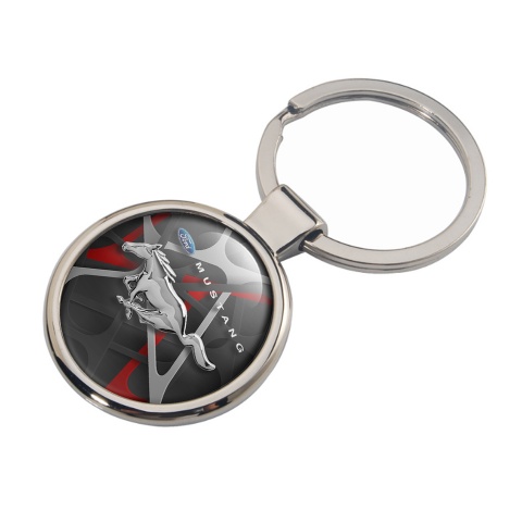 Ford Mustang Metal Fob Chain Dark Graphite Red Camo Design
