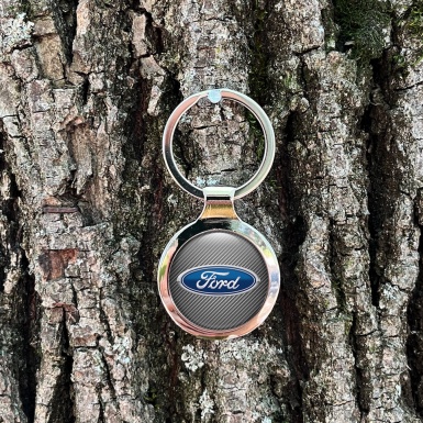 Ford Metal Key Ring Light Carbon Blue Logo Edition