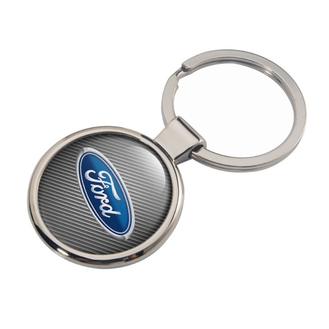 Ford Metal Key Ring Light Carbon Blue Logo Edition