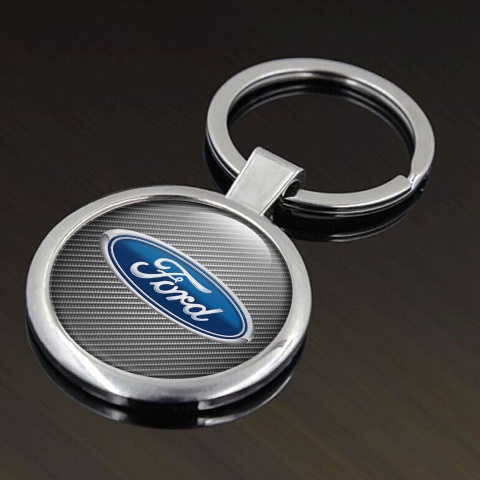 Ford Metal Key Ring Light Carbon Blue Logo Edition