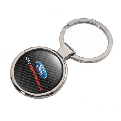 Ford Performance Key Fob Metal Dark Carbon Blue Logo Design