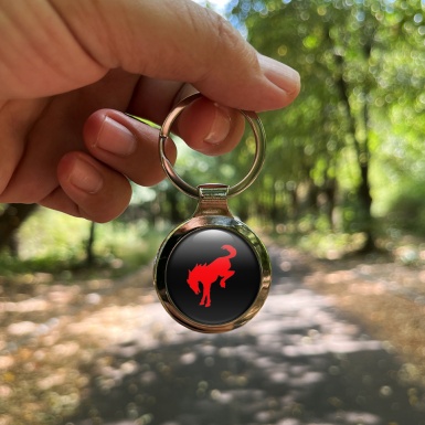 Ford Bronco Metal Fob Chain Black Red Clean Logo Design