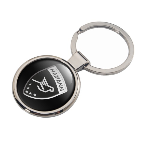 BMW Hamann Keychain Metal Black Silver Gradient Logo Design