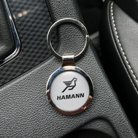 BMW Hamann Key Fob Metal Light Grey Black Classic Logo Design