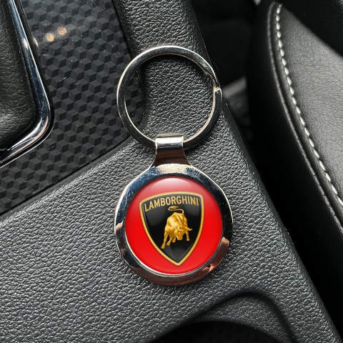 Lamborghini Metal Fob Chain Red Black Gold Shield Design