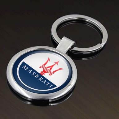 Maserati Keychain Metal Dark Blue Classic Red Logo Edition