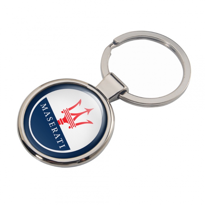 Maserati Keychain Metal Dark Blue Classic Red Logo Edition