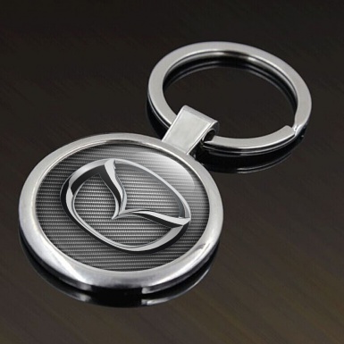 Mazda Metal Key Ring Light Carbon Classic Chrome Logo