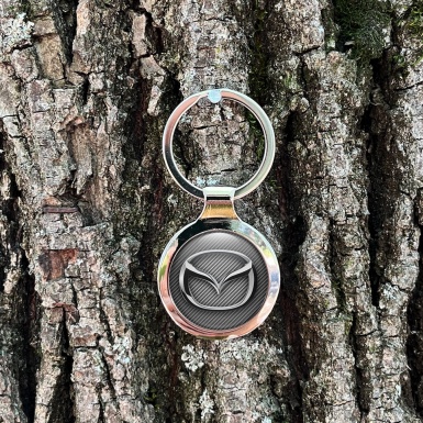 Mazda Metal Key Ring Light Carbon Classic Chrome Logo