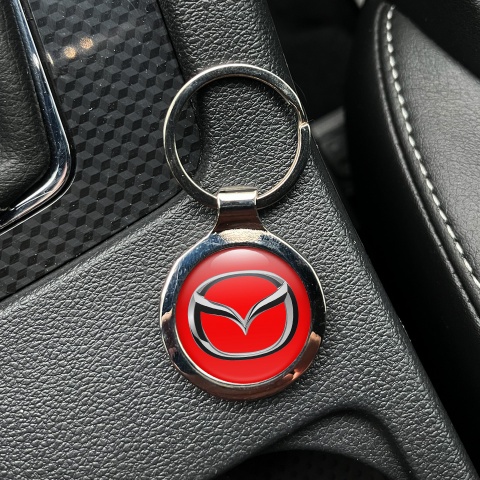 Mazda Key Holder Metal Red Chrome Classic Emblem Design