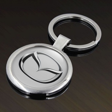 Mazda Metal Fob Chain Light Grey Chrome Classic Emblem Design