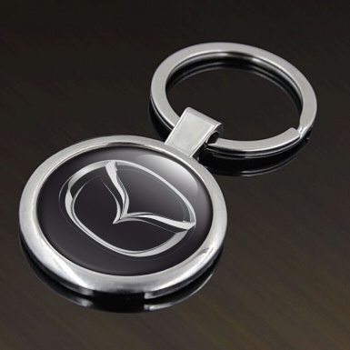 Mazda Metal Key Ring Black Chrome Classic Emblem Design