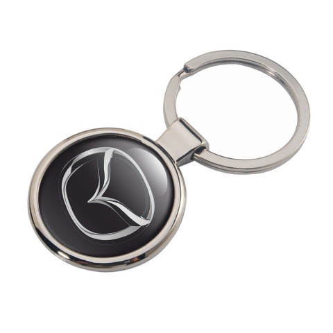 Mazda Metal Key Ring Black Chrome Classic Emblem Design