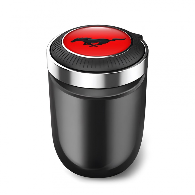 Ford Mustang Ashtray Logo Container for Cigarette LED Red Black Desi