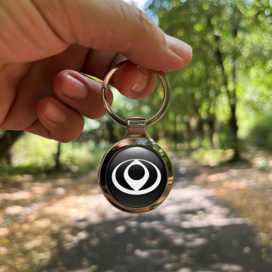 Mazda Key Holder Metal Black White Circle Emblem Design