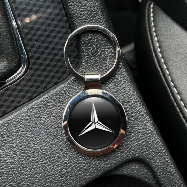 Mercedes Benz Key Fob Metal Black White Classic Clean Logo
