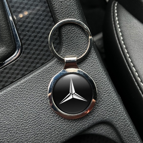 Mercedes Benz Key Fob Metal Black White Classic Clean Logo