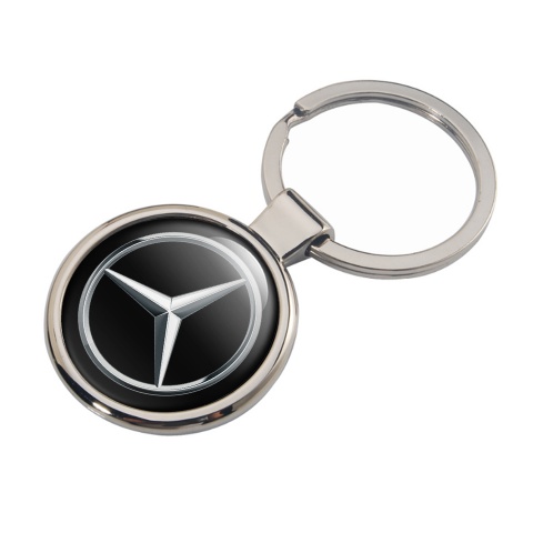 Mercedes Benz Key Holder Metal Black Silver Circle Chrome Tint Emblem