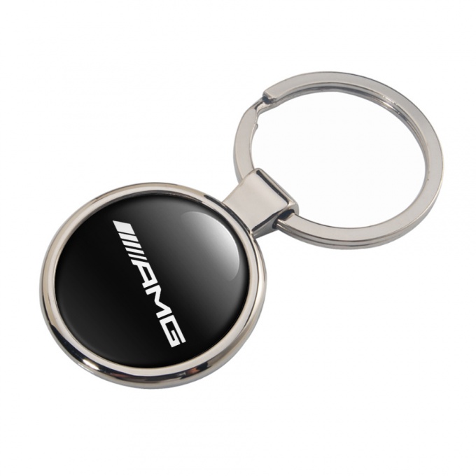 Mercedes Benz AMG Keychain Metal Black Classic White Logo