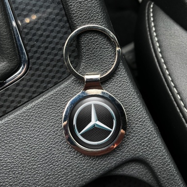 Mercedes Benz Key Holder Metal Dark Honeycomb Metallic Circle Emblem