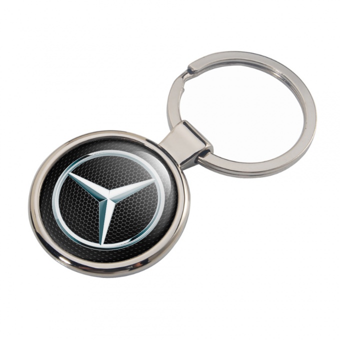 Mercedes Benz Key Holder Metal Dark Honeycomb Metallic Circle Emblem