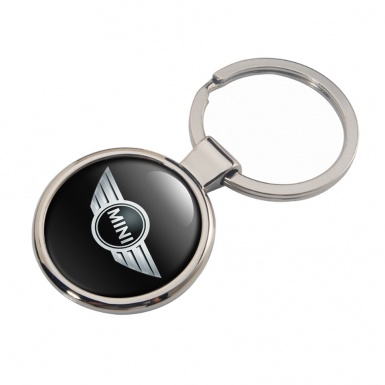 Mini Cooper Keychain Metal Black Metallic Silver Tint Logo Edition