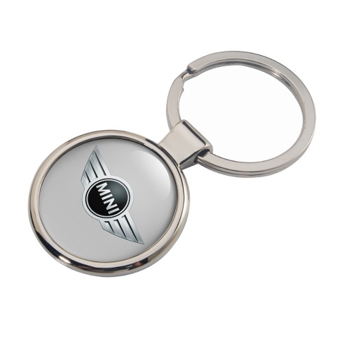 Mini Cooper Metal Key Ring Light Grey Metallic Silver Tint Edition