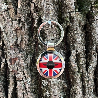 Mini Cooper Key Chain Metal United Kingdom Flag Black Classic Logo