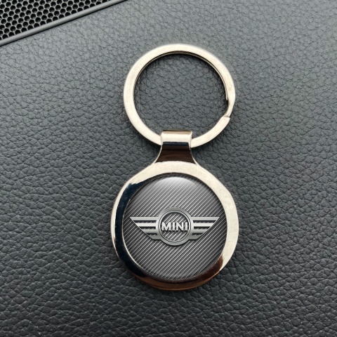 Mini Cooper Metal Key Ring Light Carbon Metallic Silver Ting Logo