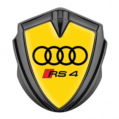 Audi RS 4 Badge Self Adhesive Graphite Yellow Base